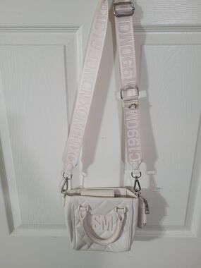 Steve Madden Cream Quilted Crossbody Bag with Logo Strap